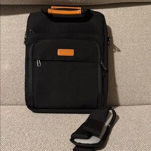 Black and Tan Large Tablet or Smaller Laptop Bag